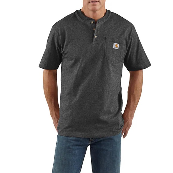 New ! Carhartt Gray Loose Fit Short Sleeve Heavyweight Henley - 3XL - Picture 1 of 2